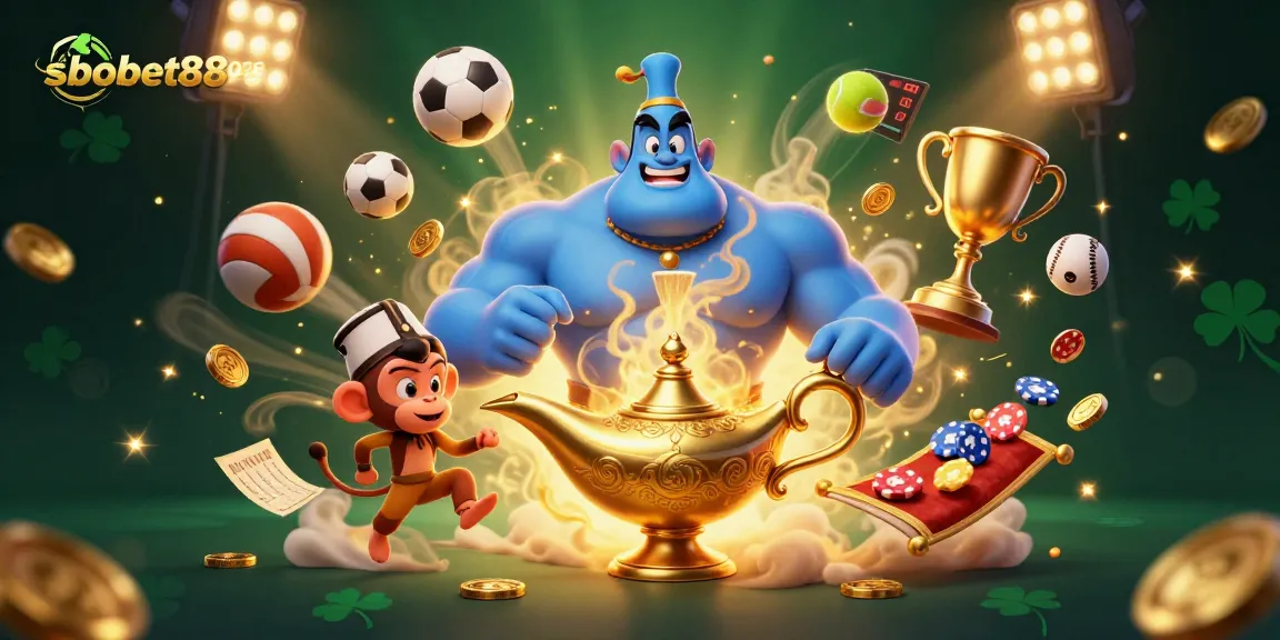 Experience thrilling betting adventures with sbobet882026 featuring a powerful genie and dynamic sports elements.