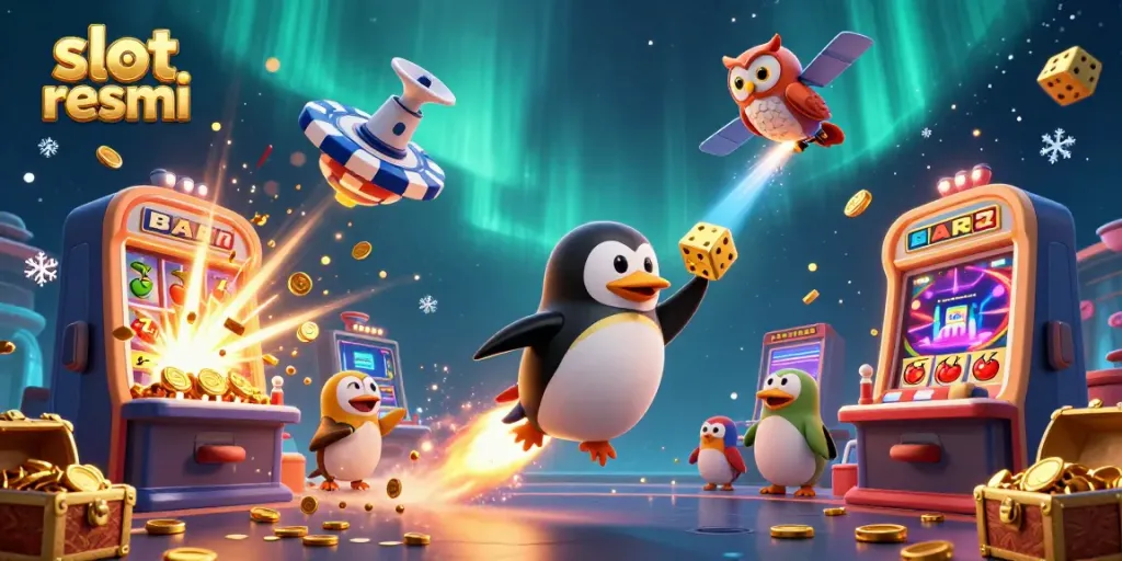 Experience the thrill with slot resmi as a golden penguin launches into a dynamic casino adventure.