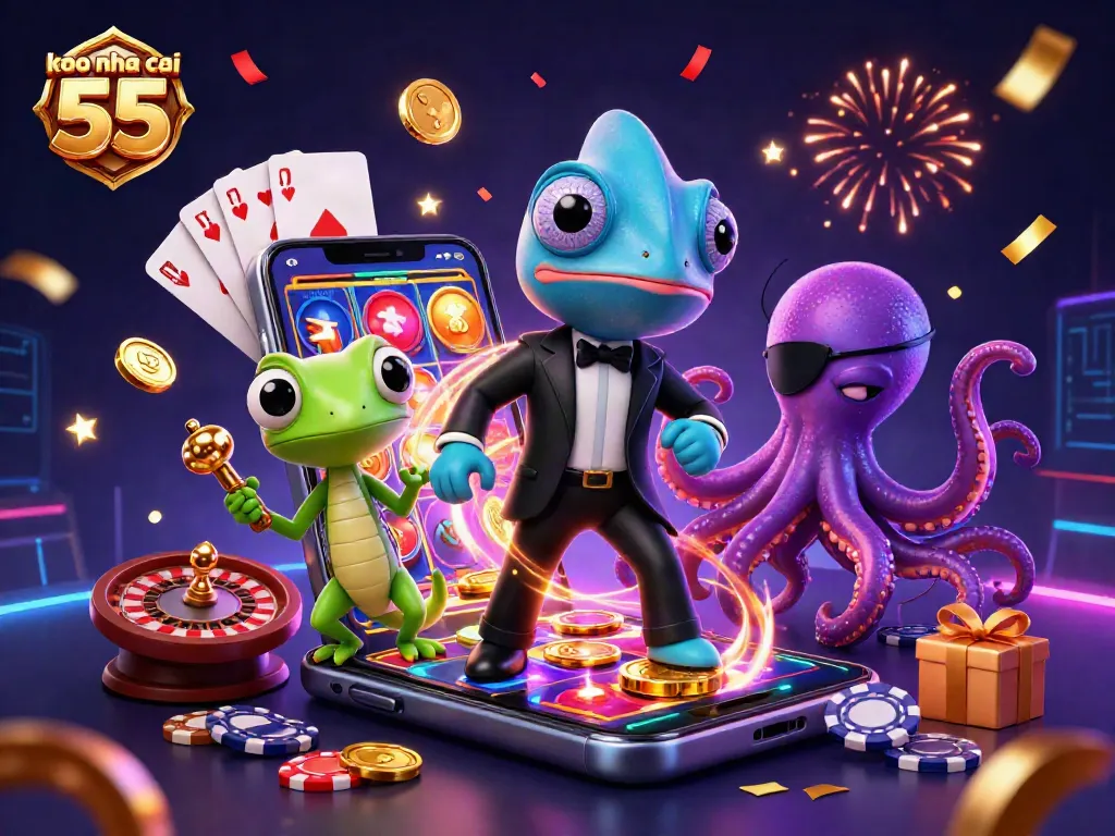 Engage with keo nha cai 55 through this vibrant illustration celebrating colorful casino gaming.
