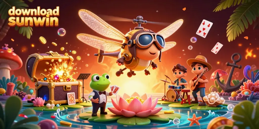 Experience the thrill and excitement of download sunwin with this vibrant 3D casino scene.