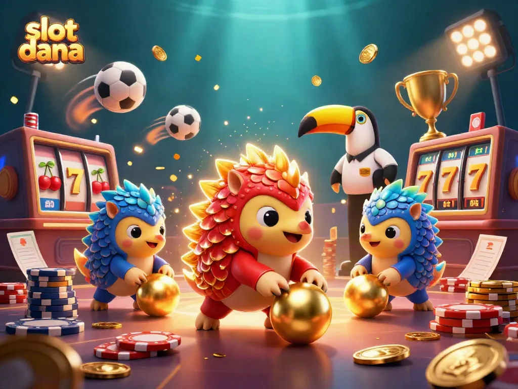 Experience slot dana thrills with rival pangolins and poker chip action in a vibrant casino scene.