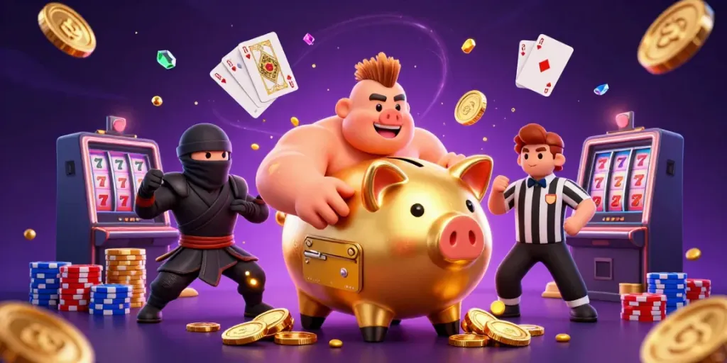 Experience thrilling toto gameplay with a dynamic scene featuring a sumo wrestler, ninja, and samurai amidst flying coins and cards.