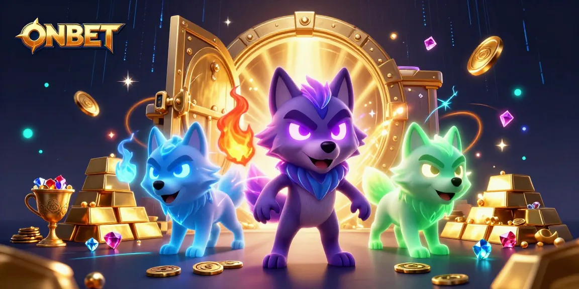 Engage in thrilling gambling action with ONBET in this vibrant 3D casino illustration.