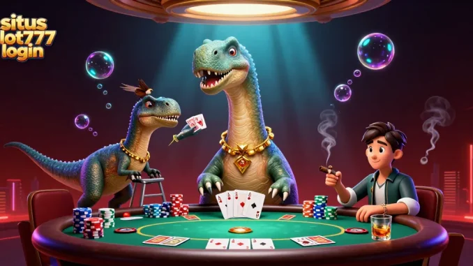 Engage in thrilling games with situs slot777 login featuring lively characters and rich casino elements.
